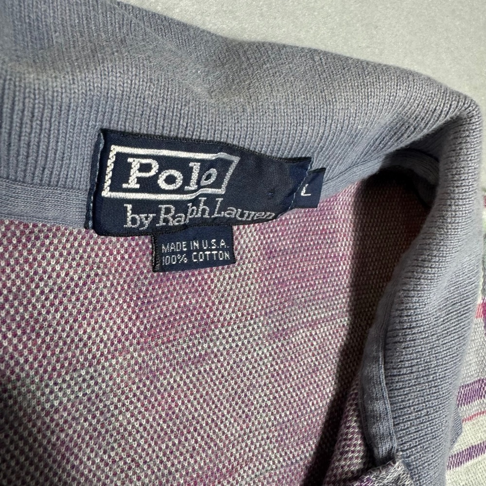 Vintage Polo Ralph Lauren Mens Polo Shirt L Purple Plaid Excellent USA Made - Picture 3 of 8